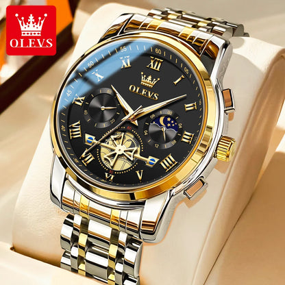 OLEVS 2859 Herrenuhr – Klassisches und luxuriöses Modell mit römischen Ziffern, Multifunktionsanzeige, wasserdicht, leuchtendes Zifferblatt, hochwertiges Quarzwerk.