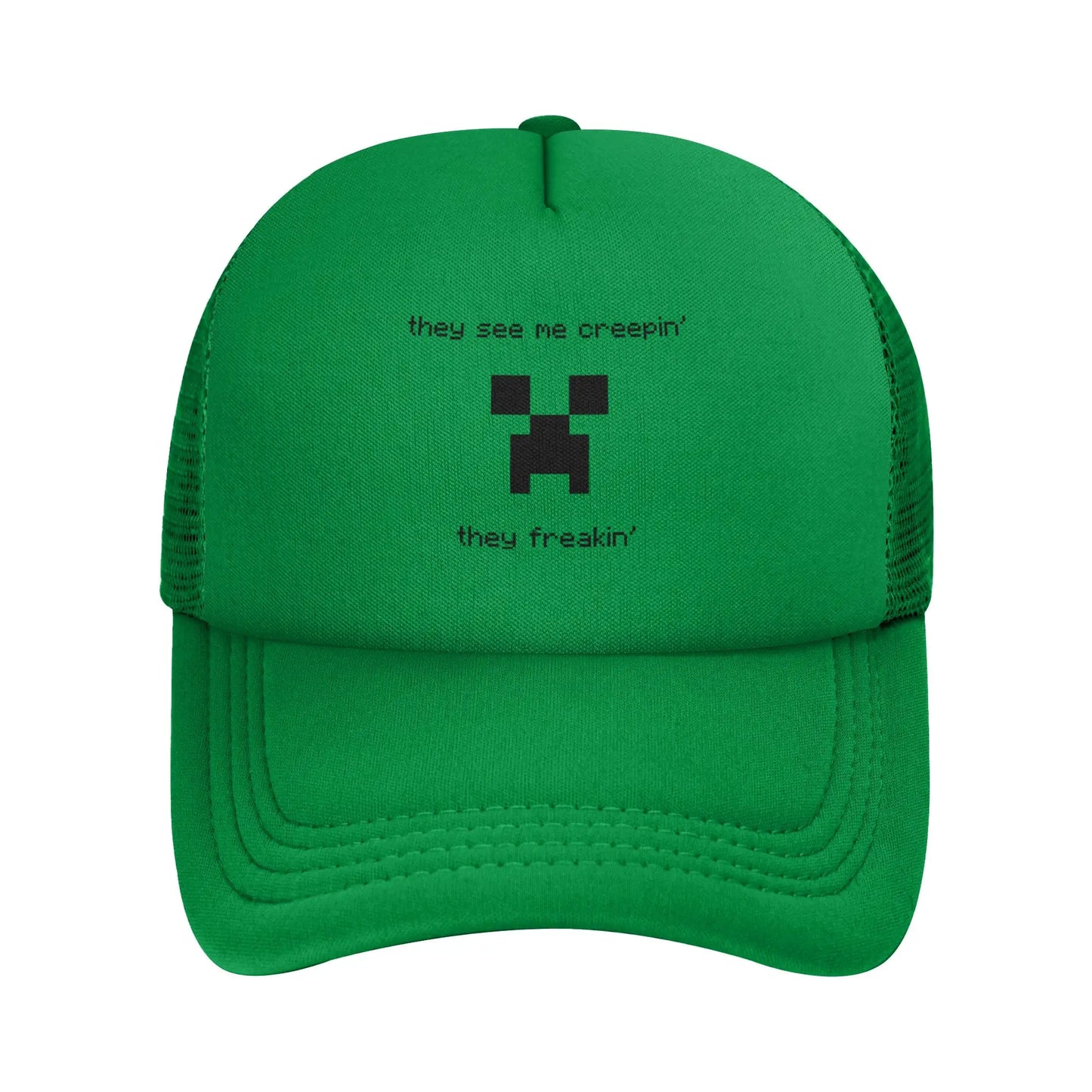 Adult Creepers Zombie Hostile Mob Character Trucker Cap Mesh Baseball Caps Polyester Hat Sun Caps Adjustable Golf Hats Summer