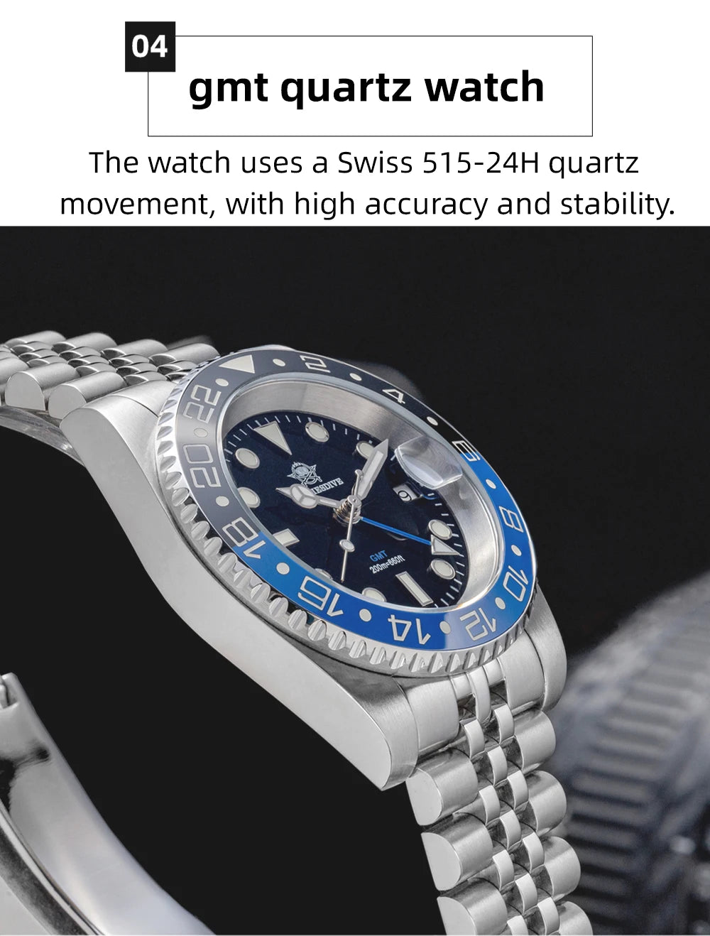 ADDIESDIVE 2024 Top Luxury Men GMT Quartz Wrist Watches Men's Business Sports Luminous 20Bar Waterproof Watch Gift Reloj Hombre
