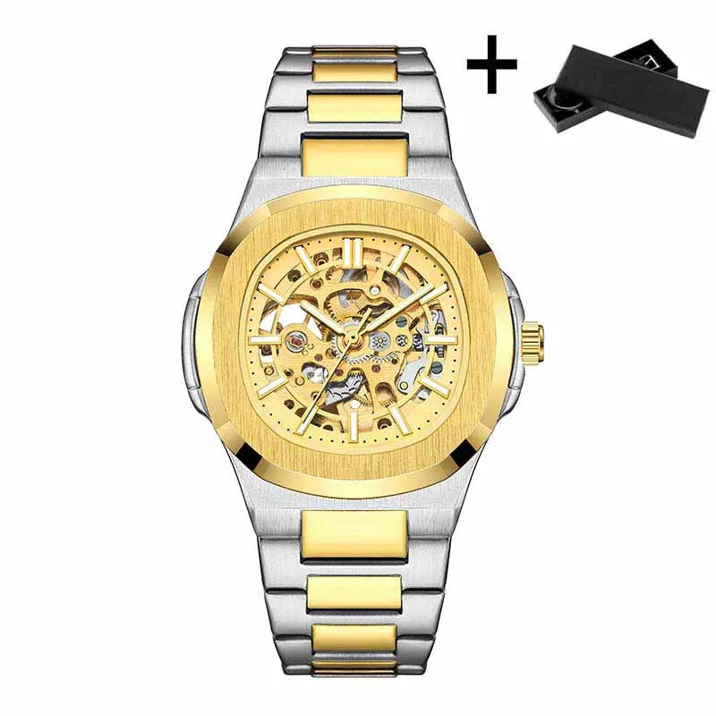 Hollow Out Men's Mechanical Wrist Watches Skeleton Design Luxury Full Automatic Man Watch relogio