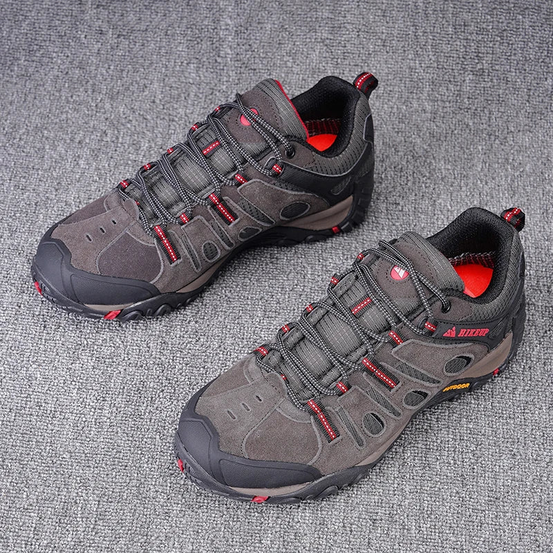 HIKEUP Hiking Shoes Mens Winter Climbing Trekking Sneakers for Men Leather Breathable Outdoor Anti-skid Sports Work Man Shoes