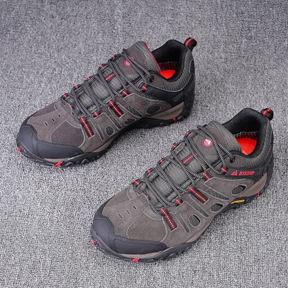 HIKEUP Hiking Shoes Mens Winter Climbing Trekking Sneakers for Men Leather Breathable Outdoor Anti-skid Sports Work Man Shoes