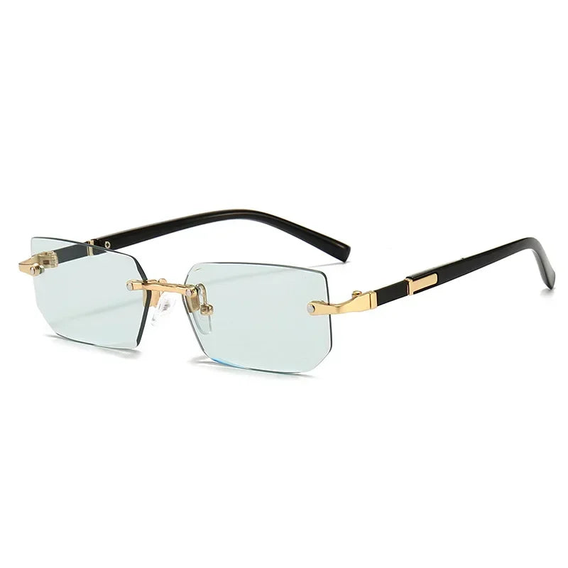 Rimless Sunglasses Rectangle Fashion Popular Women Men Shades Small Square Sun Glasses for Female Male Summer Traveling Oculos