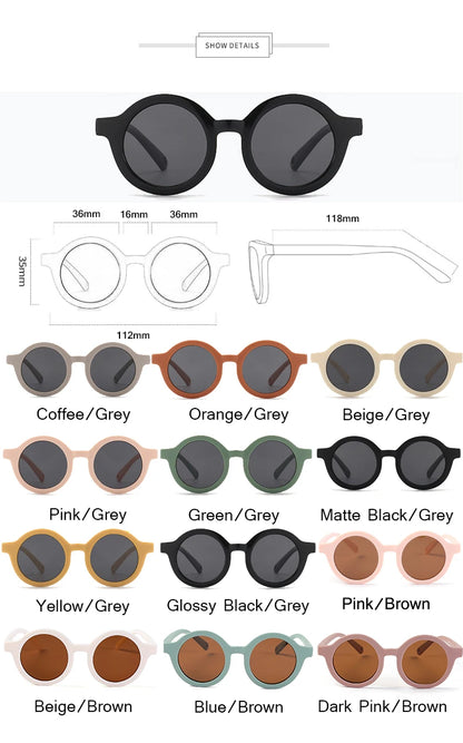 Kids Round TAC Polarized Baby Sunglasses for Toddler Boys Girls TPEE Flexible Soft Frame with Strap for Infant Age 0-3 Shades