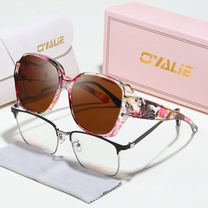 Oyalie Oversized Patterned Frame Sunglasses, a Pair of Glasses Specifically Designed for People with Nearsightedness, That Can Be Worn Directly over Prescription Glasses, Perfectly Solving the Problem of Nearsighted People We