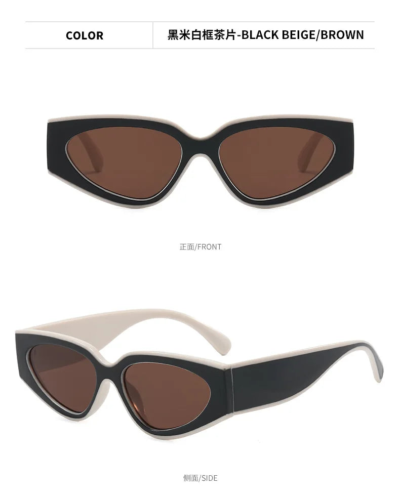 Steampunk Cat Eye Sunglasses Women Men Black-white Frames Trendy Sun Glasses Fashion Retro Vintage Accessories Shades Eyewear