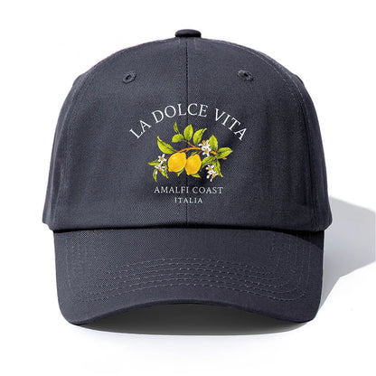 1pc LA DOLCE VITA Print  Baseball Cap for Adults,  Minimalist Retro Style Casual Soft Adjustable Dad Hat, Perfect As Gift