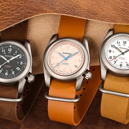 Boderry Field Watches Bronze Case Automatic Mechanical VOYAGER Watch Men's 100M Waterproof Clock Military Top Brand Wristwatch