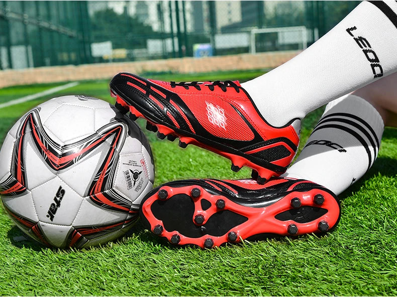 Chaussures de Football pour hommes, bottes de Football sur gazon, clous de sol fermes, baskets antidérapantes pour garçons, baskets originales d'entraînement sur le terrain en plein air