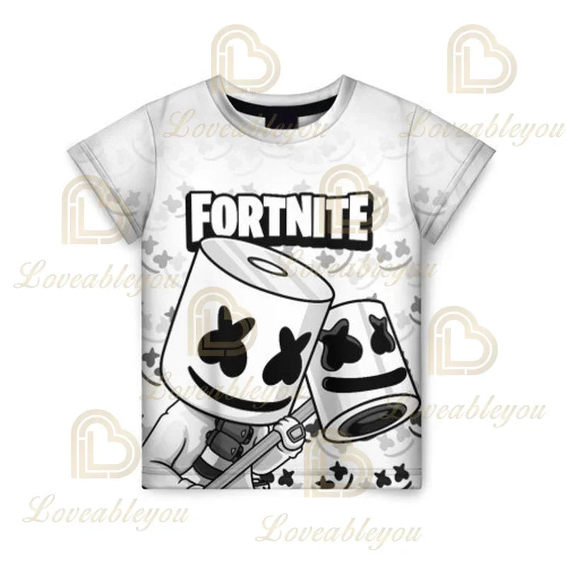 Battle Royale T-shirt Fortnite T-shirt Victory Cartoon Tops Teen Clothes Kids Hero Game Fortress Night 3D Boys Girls T-shirt