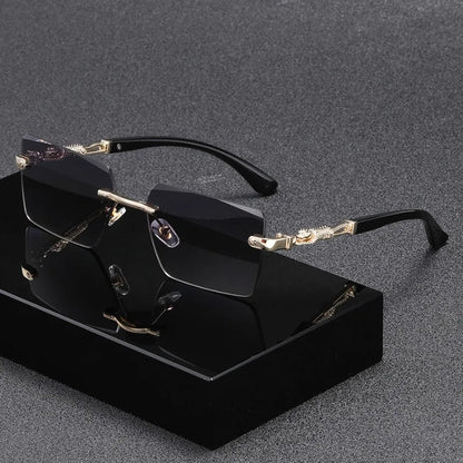 Fashion Rimless Rectangle Sunglasses Women Men Luxury Brand Shades Square Sun Glasses Female Male Beach Travel Eyewear