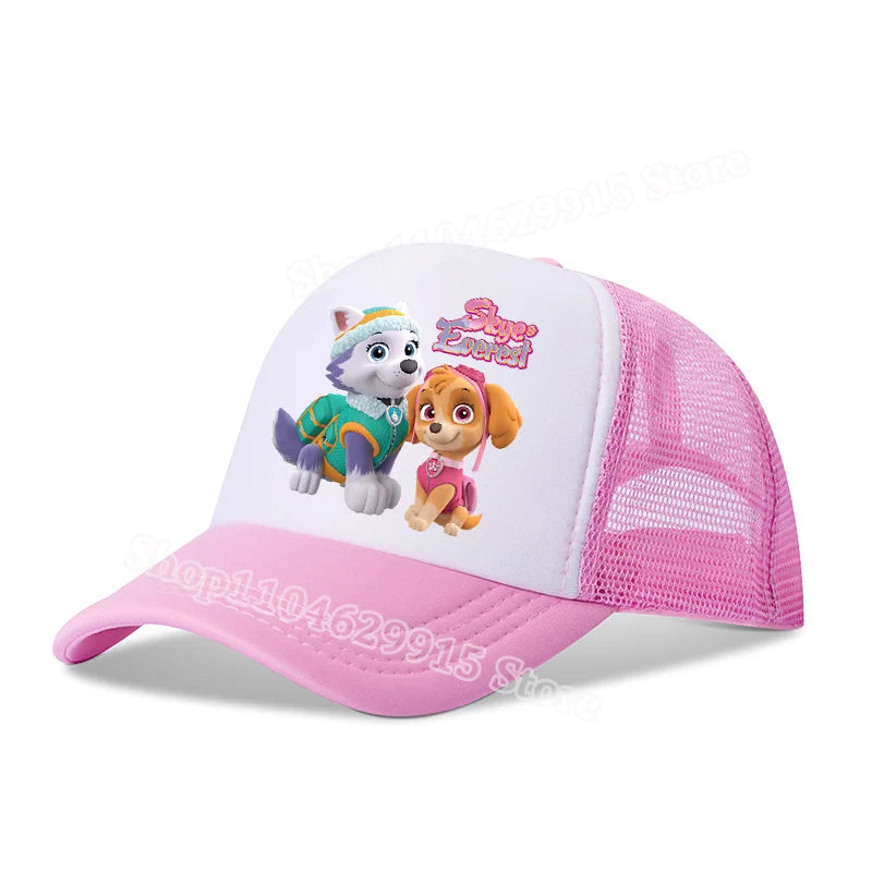 Paw Patrols Baseball Cap Cartoon Anime Skye Chase Print Girls Sun Headwear Summer Athleisure Adjustable Mesh Hats Birthday Gift