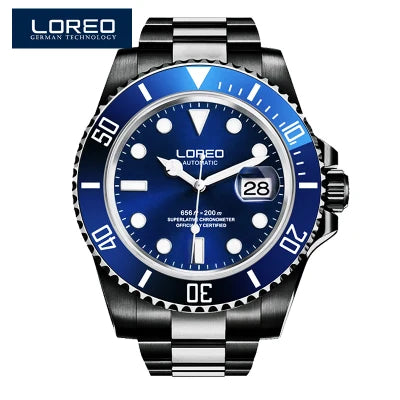 LOREO Original Men Business Watch 20ATM Waterproof Wristwatch Top Brand Casual Sport Seagull Automatic Mechanical Watch Men