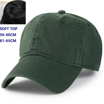 Herr och dam, oversize XXL 100% bomull, stor basebollkeps för stora huvuden 56-63cm(23.5"-25.5"), justerbar enfärgad dad cap