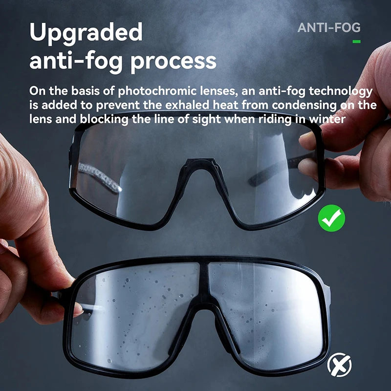 ROCKBROS Cycling Glasses Polarized Photochromic Anti-Fog Sunglasess Windproof Goggles Sport MTB Road Bike Shades