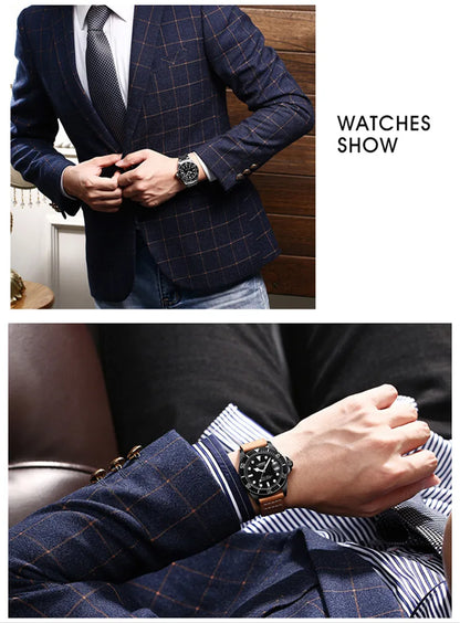 LOREO Original Men Business Watch 20ATM Waterproof Wristwatch Top Brand Casual Sport Seagull Automatic Mechanical Watch Men