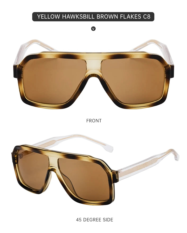 Classic Oversized Square Sunglasses Men 2026 Luxury Brand Trendy Metal Big Frame Goggles Eyewear Stylish Sun Glasses For Ladies