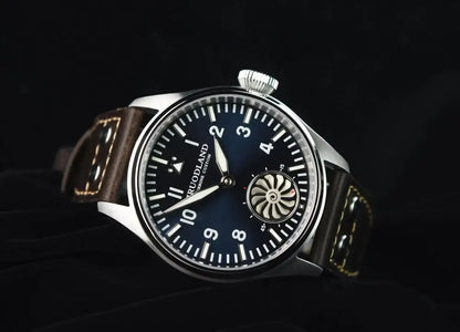 Hruodland 2025 Novo Relógio Mecânico para Homem Seagull ST3620 Piloto Retro 43MM BGW-9 Luminoso Cristal de Safira Turbina Relógio de Homem