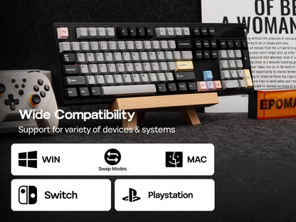 EPOMAKER TH108 PRO 100% Full-Sized Hot-Swap Wired/BT/2.4Ghz Wireless Mechanical Keyboard with Screen & Knob 10000mAh Battery