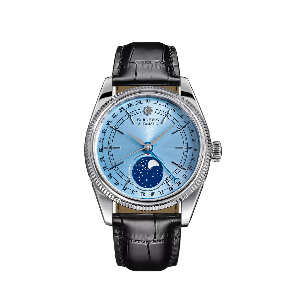 Sugess 40mm Watch of Men Moonphase Automatic ST2108 Movement Sapphire Crystal Mechanical Wristwatches Waterproof Date 2024 New