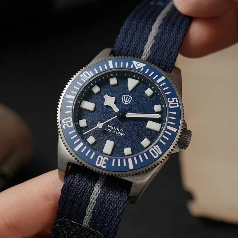 Watchdives 38mm EXD Titanium Diver Watch Sapphire crystal mirror AR coated men's waterproof watch