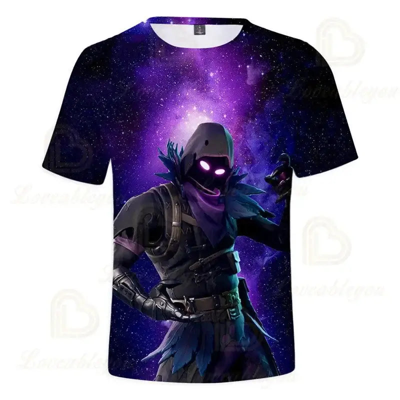 Fortnite T-shirt voor jongens, kindertop voor de zomer, kinderkleding met grappige 3D Battle Royale-gameprint, T-shirt/top voor peutermeisjes