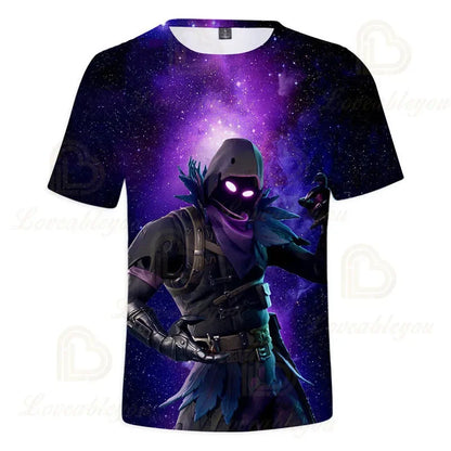 Fortnite T-shirt voor jongens, kindertop voor de zomer, kinderkleding met grappige 3D Battle Royale-gameprint, T-shirt/top voor peutermeisjes