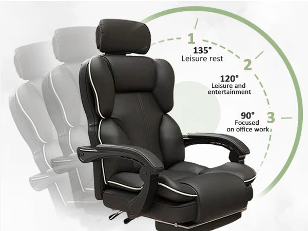 Ergonomic Office Chair High Back with Adjustable Lumbar Support, Reclining Desk Chair with Retractable Footrest, Comfortable Home Office Chair