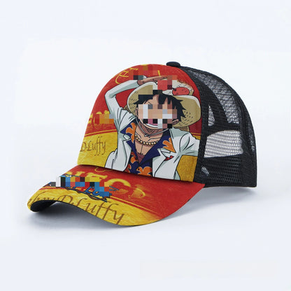 Breathable Mesh Caps Anime Manga Motifs Naruto Luffy Demon Slayer Unisex Summer Fashion Baseball Caps Protection Hats