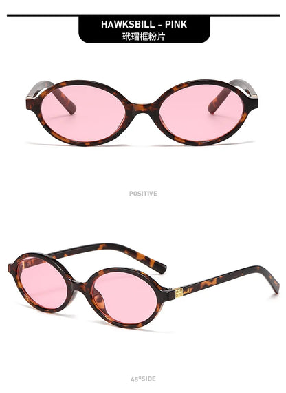 Small Fashion Oval Leopard Sunglasses Women Lovely Ins No Makeup Anti Blue Light Glasses Cute Decorative Computer Glasses 선글라