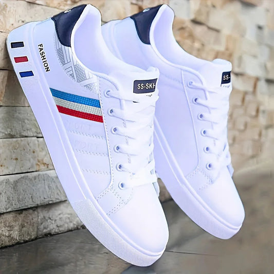 Ténis casuais para homem, sapatos de skate, sapatos rasos em PU, sapatos para estudantes, ténis para atividades ao ar livre, sapatos de rua, sapatos de caminhada com atacadores, tamanhos grandes 48