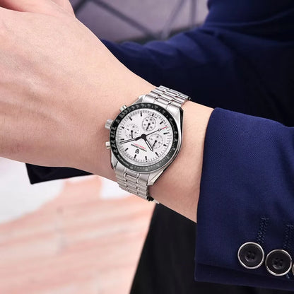 New PAGANI DESIGN Moon Men Watch Retro Luxury Quartz Watches For Men Stainless steel Sport waterproof Chronograph Man+With BOX