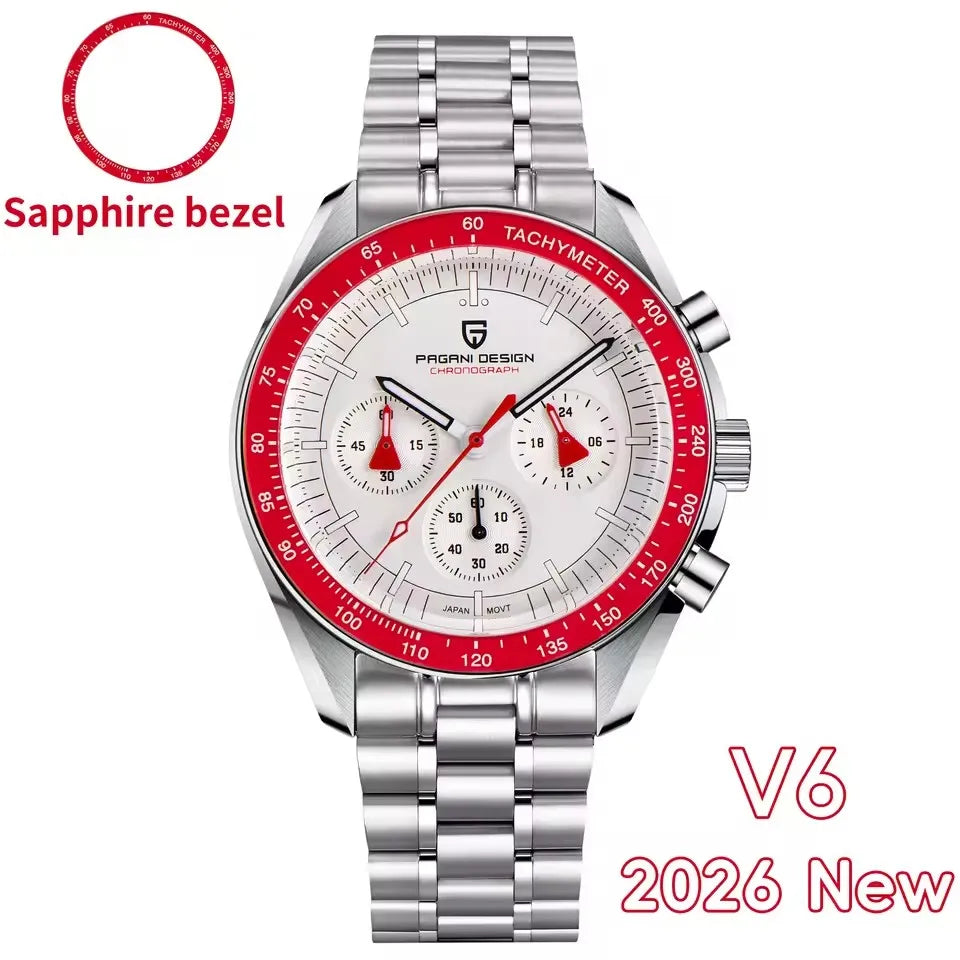 2026 New PAGANI DESIGN Golden Moon Mens Watches Luxury Quartz Watch Men Speed Sports Chronograph Man AR Sapphire Waterproof Gift