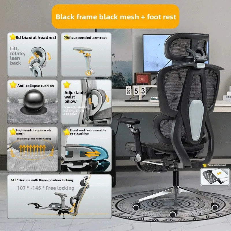Przenośny minimalistyczny fotel ergonomiczny z podłokietnikiem 10D, fotel komputerowy, biurowy, do nauki i gamingowy Gravitysturdy and durable