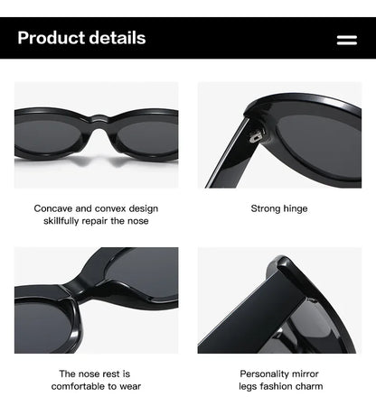 JNPCXI Ins Popular Fashion Oversized Cat Eye Women Sunglasses Green Stripes Retro Shades UV400 Men Trending Oval Sun Glasses