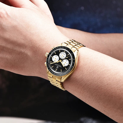 2026 New PAGANI DESIGN Golden Moon Mens Watches Luxury Quartz Watch Men Speed Sports Chronograph Man AR Sapphire Waterproof Gift