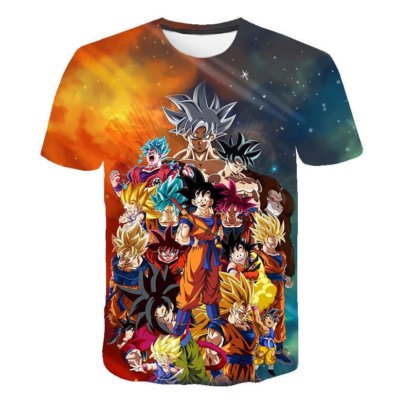 Dragon Ball Goku Cosplay T Shirts Super Saiyan Boys Kids Clothes Short Sleeve T-shirt White Black Orange Breathable Jersey