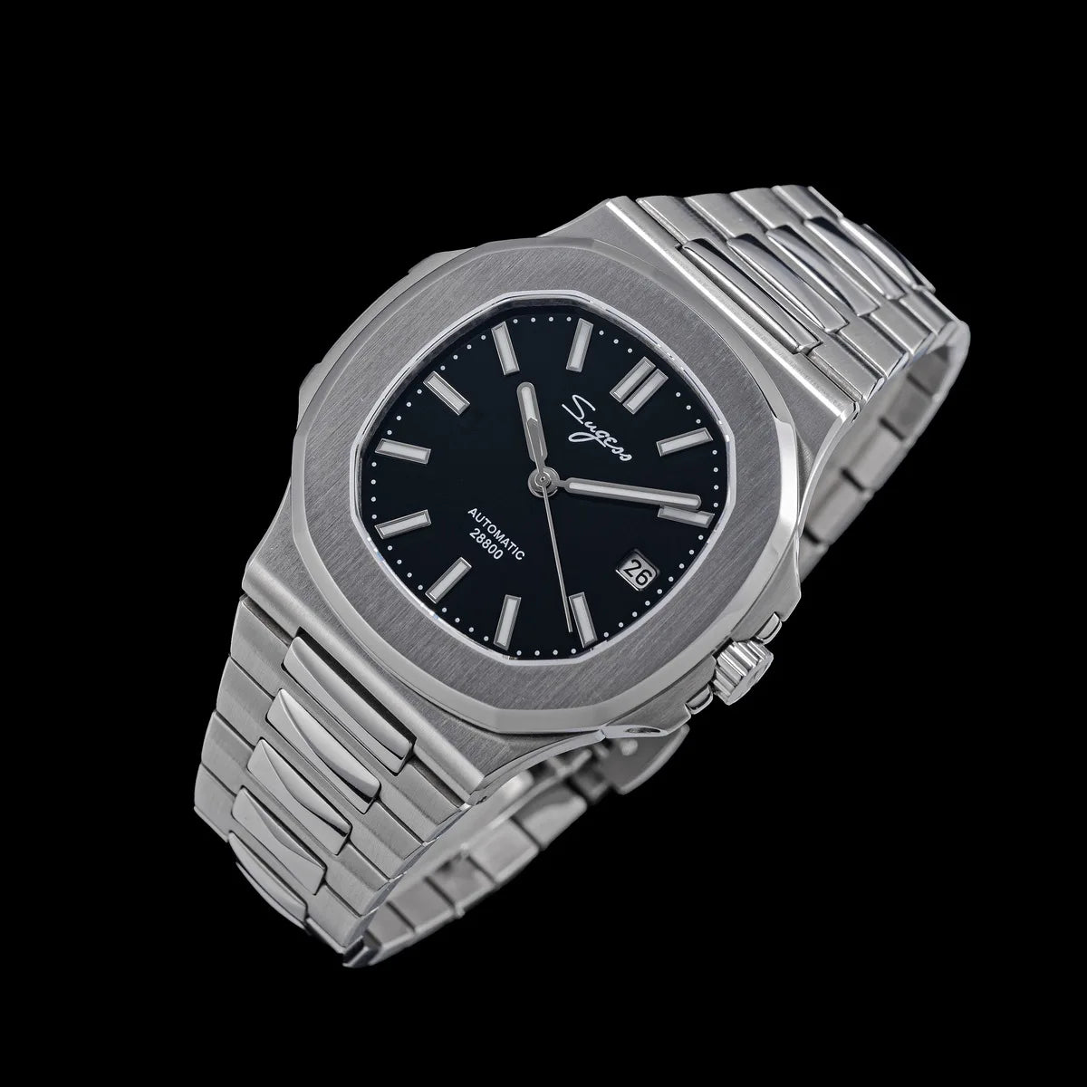 Reloj de hombre Sugess automático mecánico, movimiento Miyota 9015, esfera MOP, luminoso, resistente al agua 5bar, brazalete de lujo S466