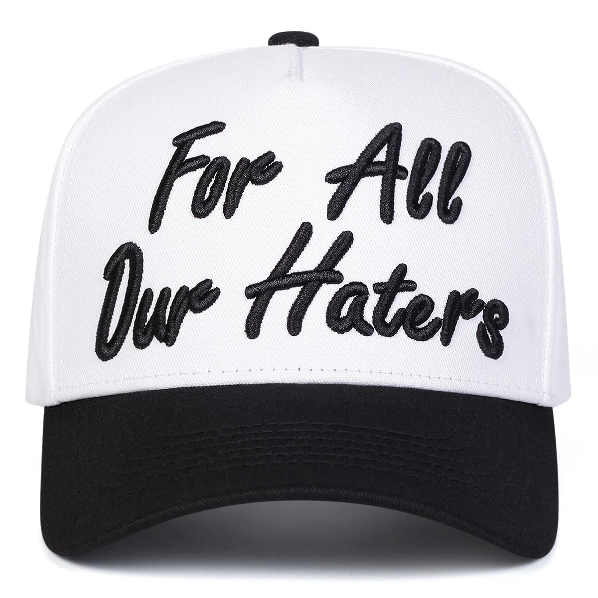 Czapki z daszkiem unisex z haftem „FOR ALL OUR HATERS” – wiosna, jesień, na świeżym powietrzu, regulowane, codzienne, chroniące przed słońcem, czapki sportowe