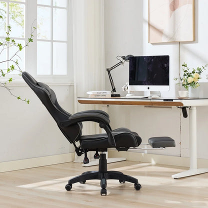 Ergonomic Rotating Gaming Chair, 360° Reclining Office Chair, Pivoting, Height-Adjustable, Footrest, Headrest