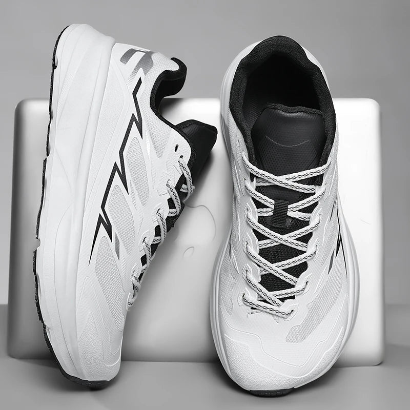 Wide Toe Men Running Sneakers, Minimalist Barefoot Shoes, Lightweight Breathable Zero Sole Outdoor Casual Walking Sport Shoes