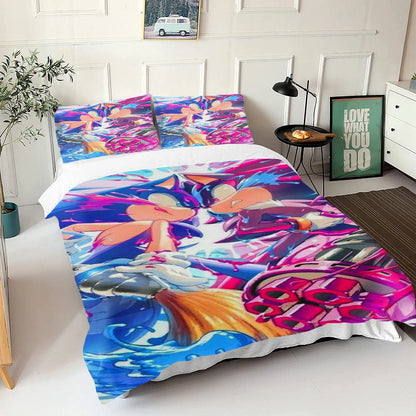 The Movie hedgehogs Boy Bedding Set Anime Digital Cartoon Sonics Duvet Cover Comforter Bed Youth Kids Girl Boys Gift