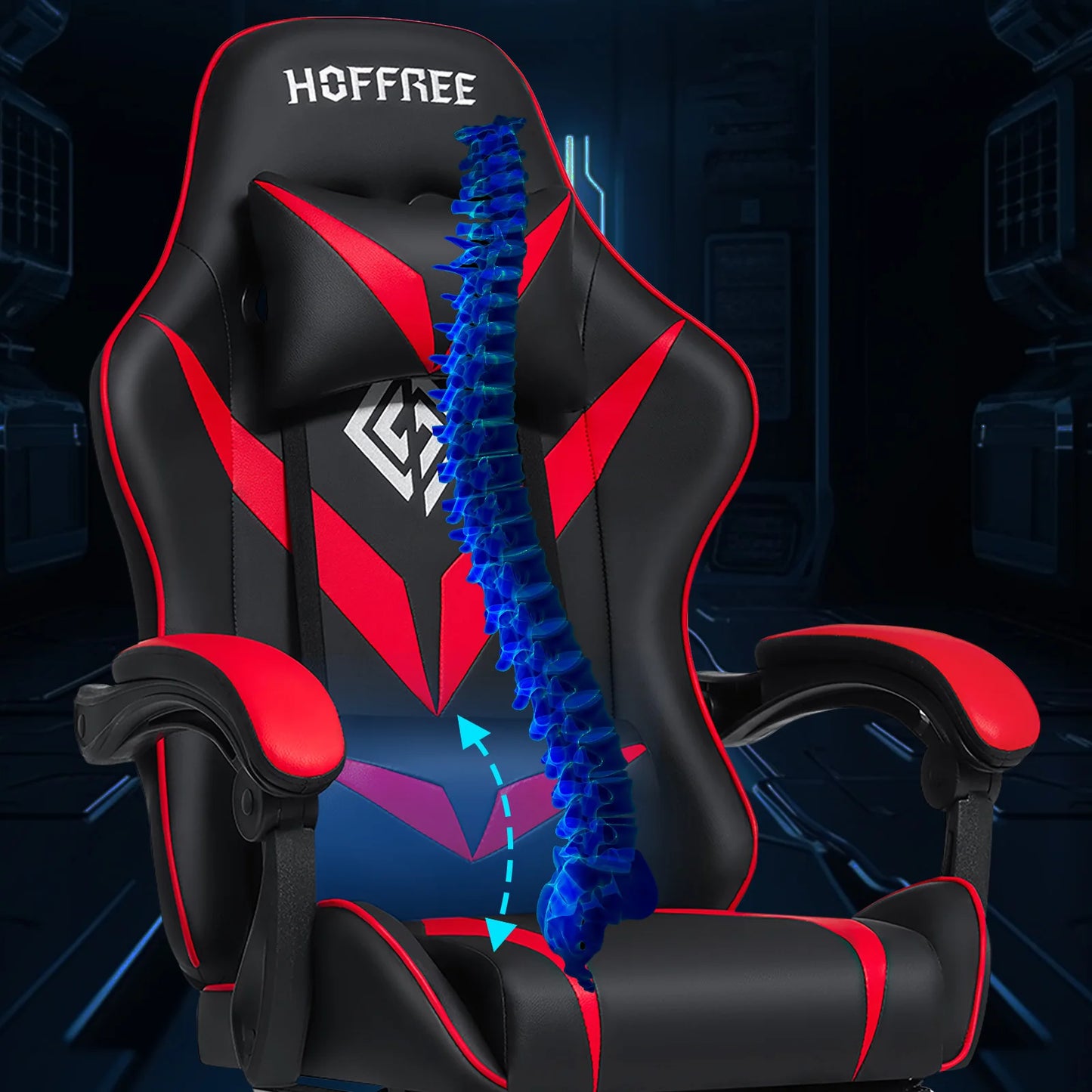 400Lbs Load Ergonomic Gaming Chair with Massage, Footrest, Lumbar Support, Reclining Computer Chair with Adjustable Armrests