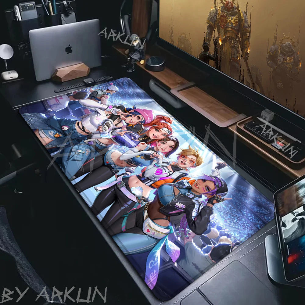Madingas didelis FPS 900x400 anime žaidimų merginos Overwatch nešiojamojo kompiuterio ir biuro minkštas guminis stalo kilimėlis, XXL žaidimų pelės kilimėlis