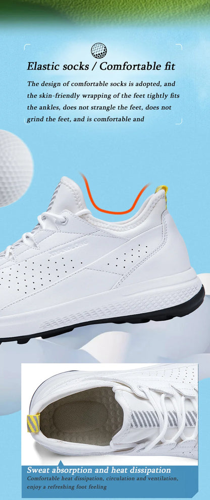 Zapatos deportivos de golf para hombre impermeables de cuero de alta calidad, zapatos deportivos para competición de golf, zapatos formales para campo de golf, zapatos de entrenamiento para hombre