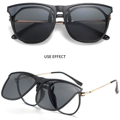 Polarized Clip On Sunglasses Men Women Car Driver Goggles Night Vision Eyewear Anti Glare Vintage Square Sun Glasses