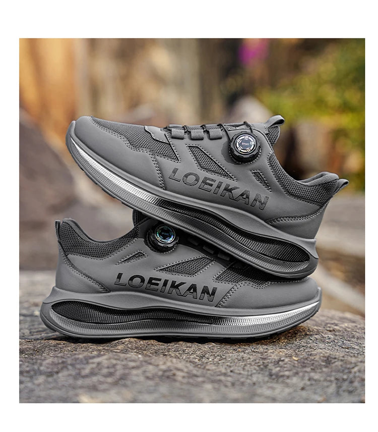 Chaussures de course à boucle rotative pour hommes, baskets respirantes en maille légère, semelle coussinée, antidérapantes, chaussures de marche quotidiennes, 2 couleurs