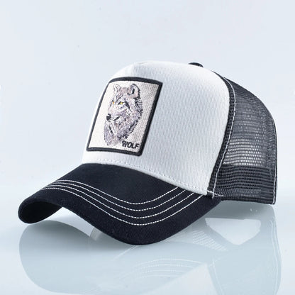 Модна бейзболна шапка с бродерия „Вълк“, Snapback, хип-хоп, Trucker, за мъже и жени, за външни дейности, дишаща шапка с козирка