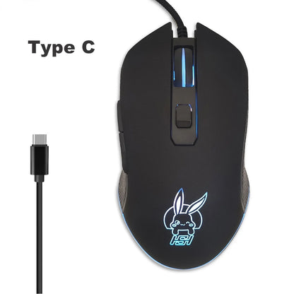 Ratón luminoso de colores con silencio USB-C para portátil Type-C, ratón gaming