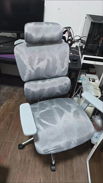 Adjustable Ergonomic Mesh Office Chair, Breathable High Back Computer Desk Chair with 6D Lumbar Support & Retractable Footrest